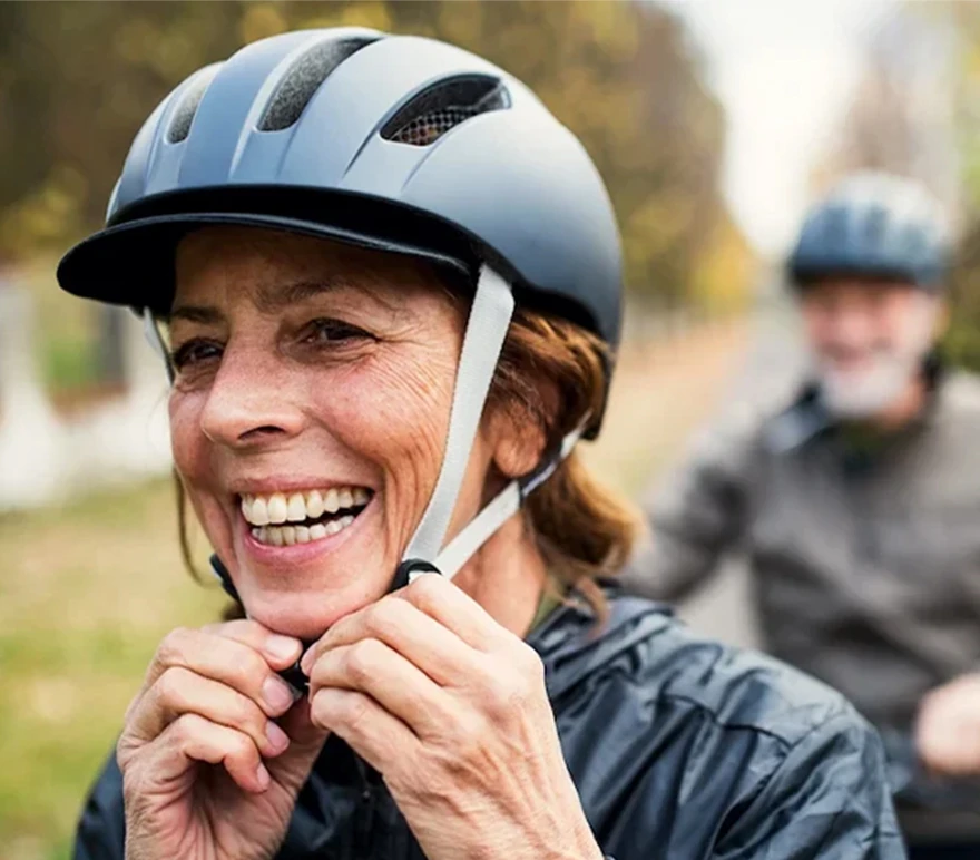 mature couple going on bike ride