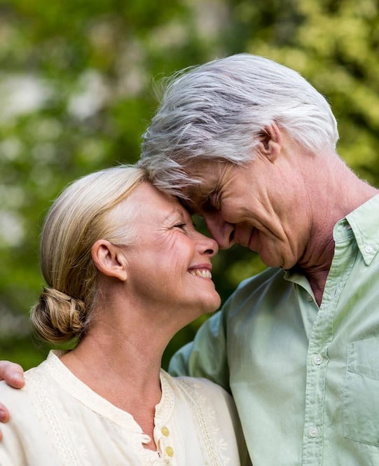 loving senior couple outdoors