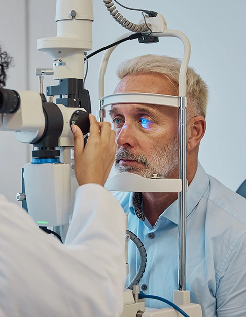 senior man having an eye exam